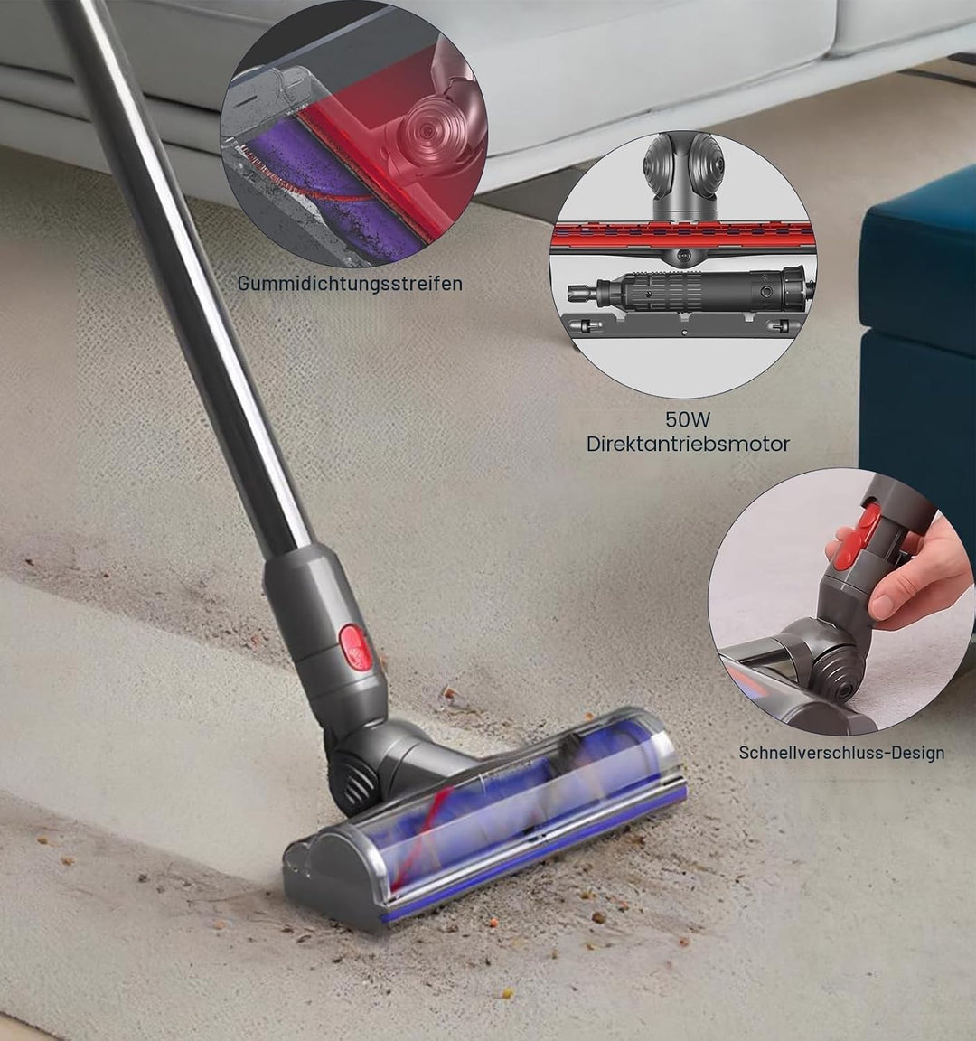 DAMAIYI Bürste Kompatibel für Dyson Staubsauger: V7, V8, V10, V11, V15 - Turbobürste, Zubehör, Ersat