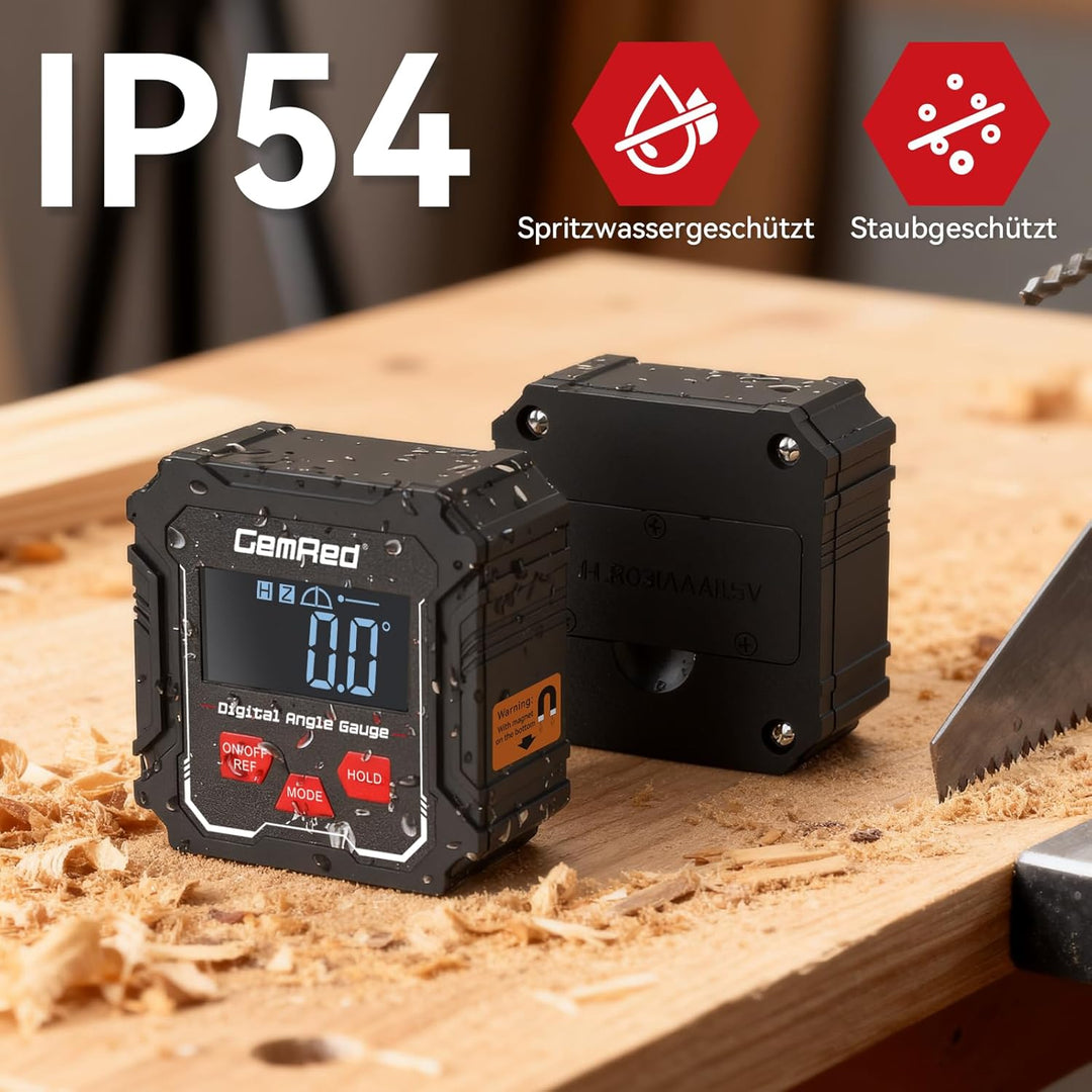 GemRed Digitaler Winkelmesser mit VA-LCD-Display, Neigungsmesser digitale Wasserwaage mit Magnetfuss