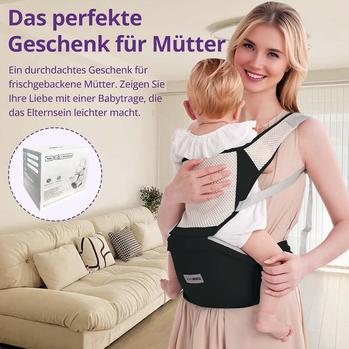 Ergonomische Babytrage mit Verstellbarem Gurt - 6-in-1 Neugeborenen-Kleinkind-Tragetuch, Atmungsakti