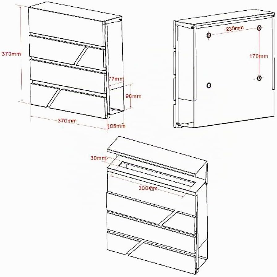 Wiltec Designer Briefkasten V14 Anthrazit 370 x 105 x 370 mm, Wandbriefkasten mit Schloss und Zeitun