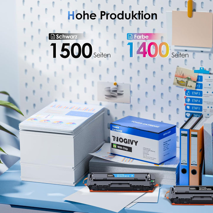 NOGIVY 201A 201X CF400A Toner mit Chip Kompatibel für HP 201A 201X CF400A CF400X Toner für HP Color