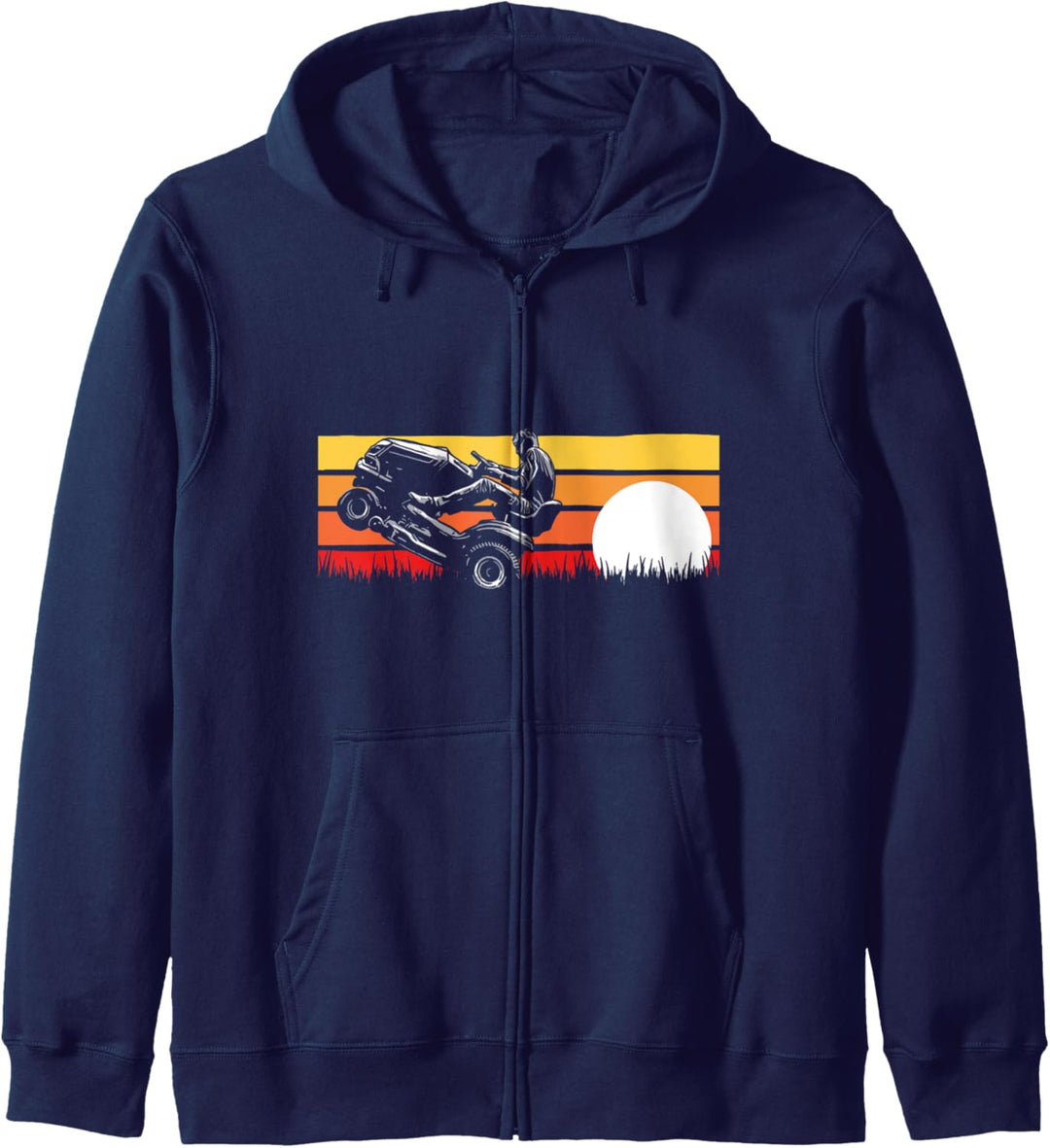 Riding Lawn Mower Wheelie Funny Vintage Eighties Sunset 80s Kapuzenjacke