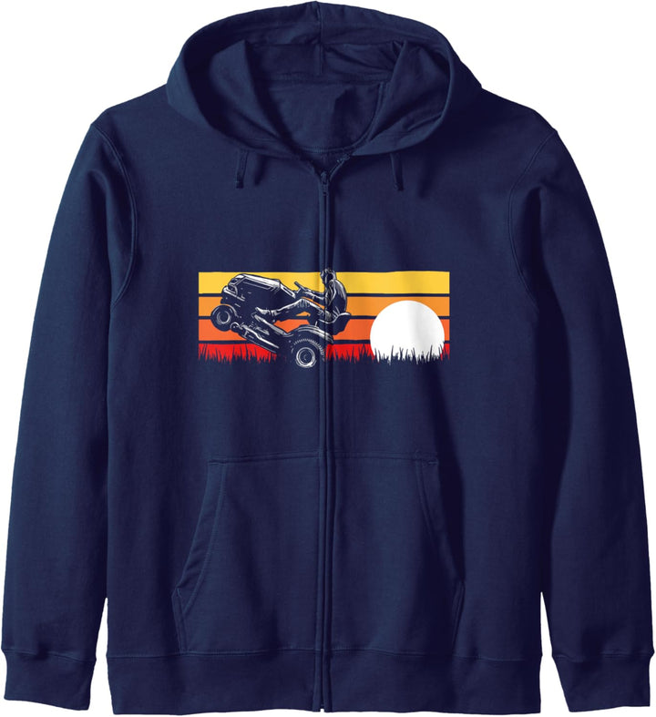 Riding Lawn Mower Wheelie Funny Vintage Eighties Sunset 80s Kapuzenjacke