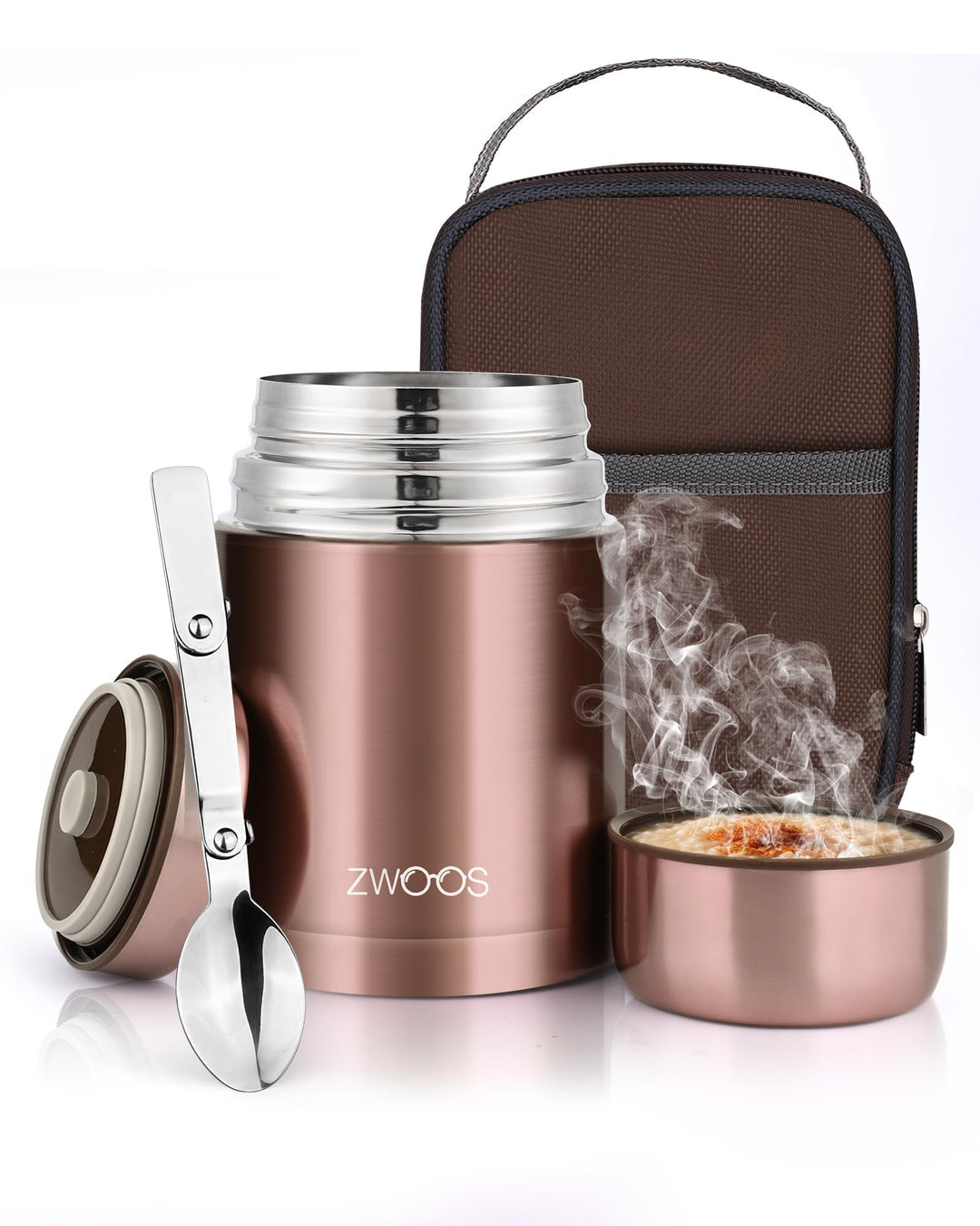 ZWOOS 800 ml Thermobehälter für Essen, 316 Edelstahl Wärmebehälter für speisen, Auslaufsicher Thermo