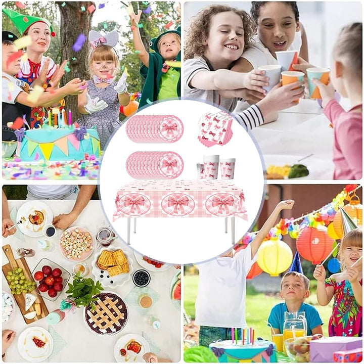 Rosa Schleife Partygeschirr - Girl's Birthday Party Geschirr-Set - 20 Pappteller 20 Pappbecher 20 Se