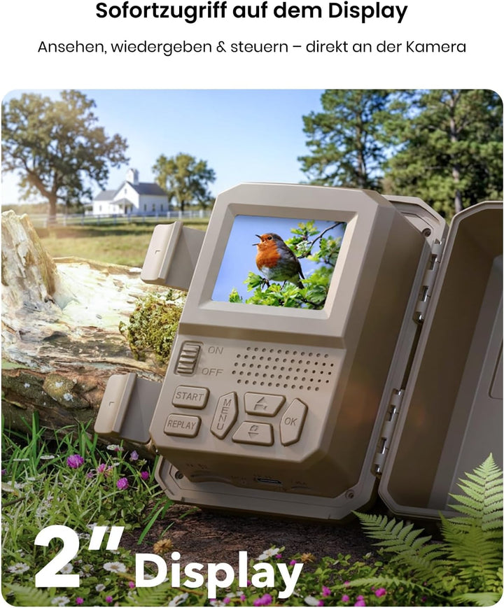 Misstech 4K 64MP UHD Solar Wildkamera mit Handyübertragung App, Klare Nachtsicht, Solar-autark, 0,1s
