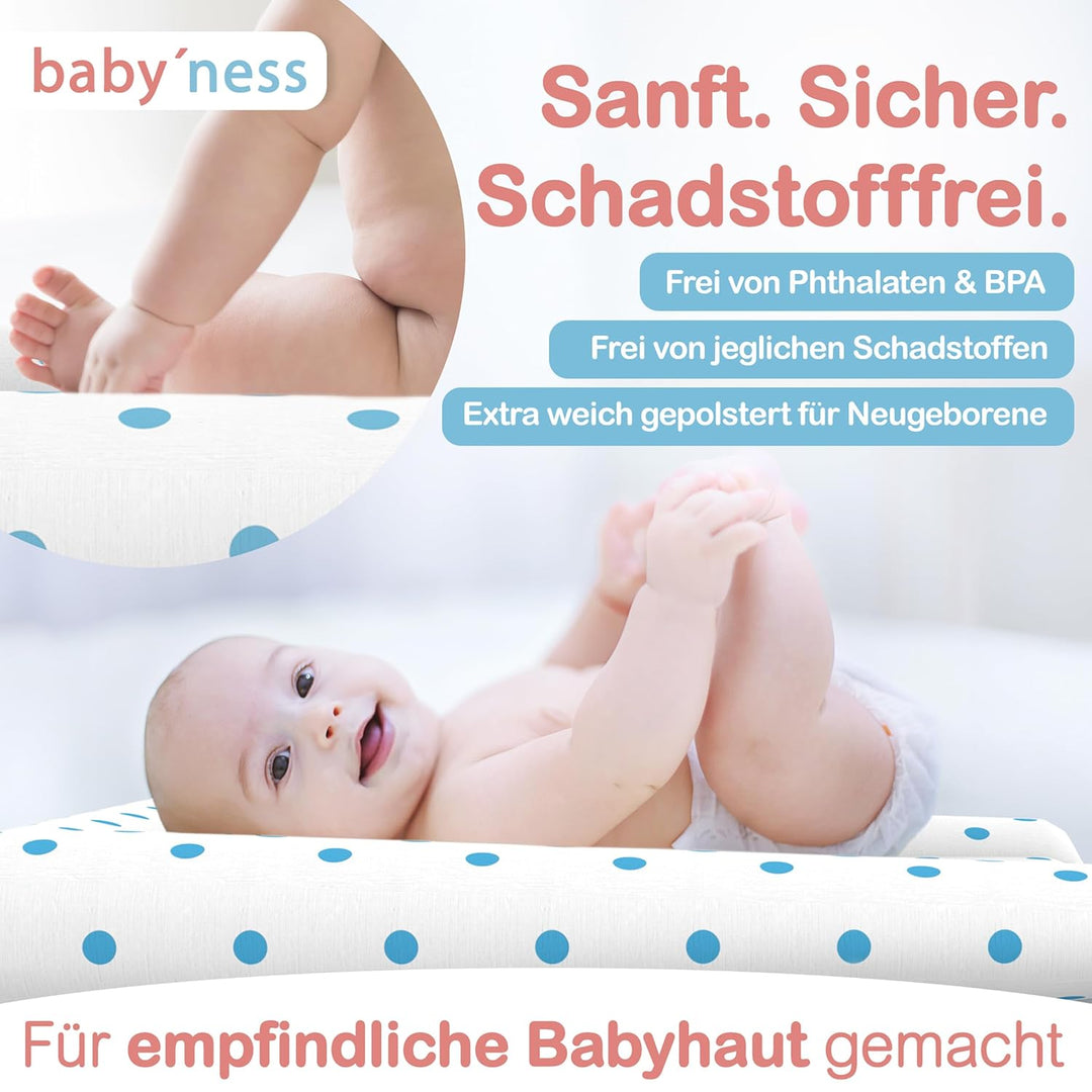 Baby'ness Wasserfest Wickelauflage - 75x85 cm - Hochwertig, Abwischbar, Leicht zu Reinigende - Erwei