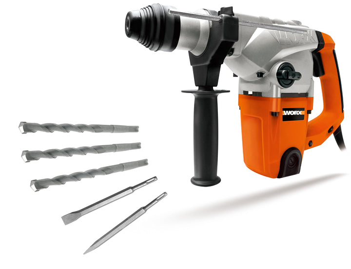 WORX WX333 Schlagbohrhammer 1250W – Kraftvoller SDS plus Hammerbohrer mit Antivibrations-Handgriff -