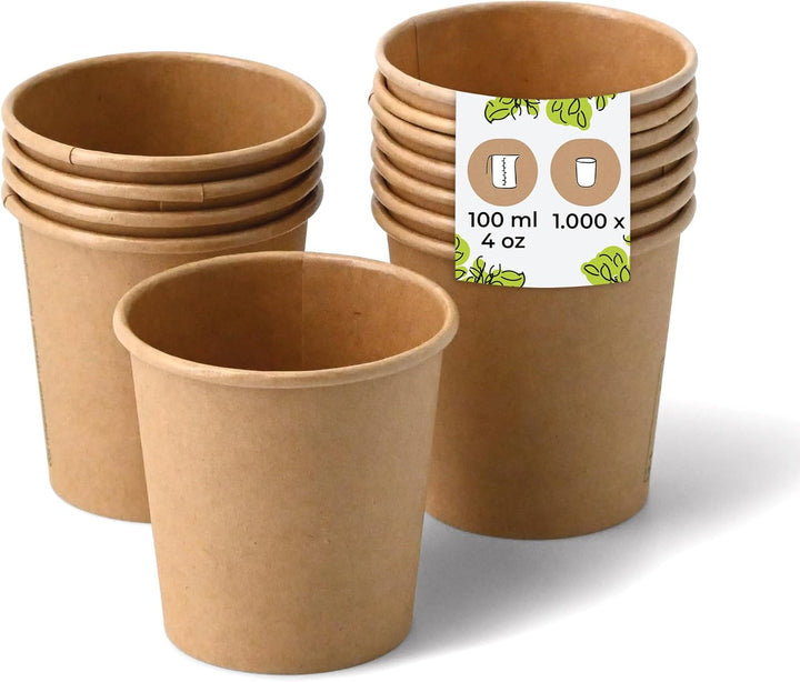 BIOZOYG 1000 Stück 100 ml / 4 oz braune Pappbecher Ø 62 mm | umweltfreundlich, recycelbar & ungeblei