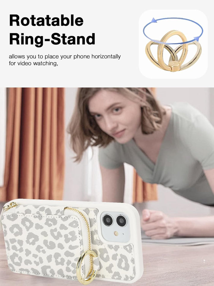 ELTEKER Handyhülle für iPhone 12/12 Pro Hülle mit Band Verstellbarem Schultergurt, Reissverschluss G