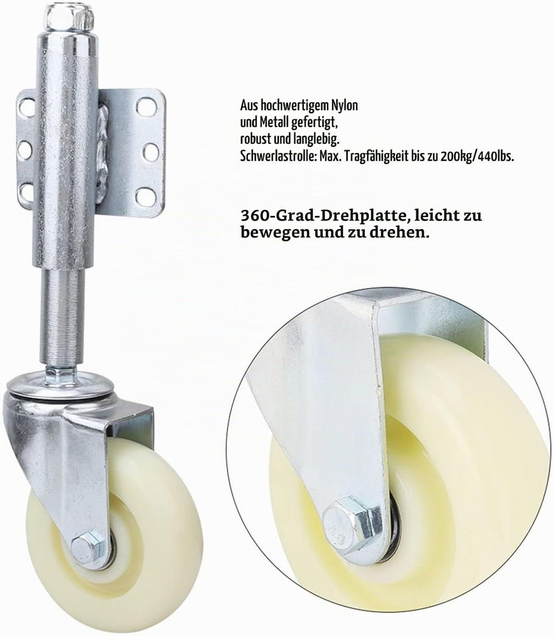 Schwere Federbelastete 4inch/10cm, Nylon Tor Rad Federbelastete Lenkrolle Schwere enkrolle Gefederte