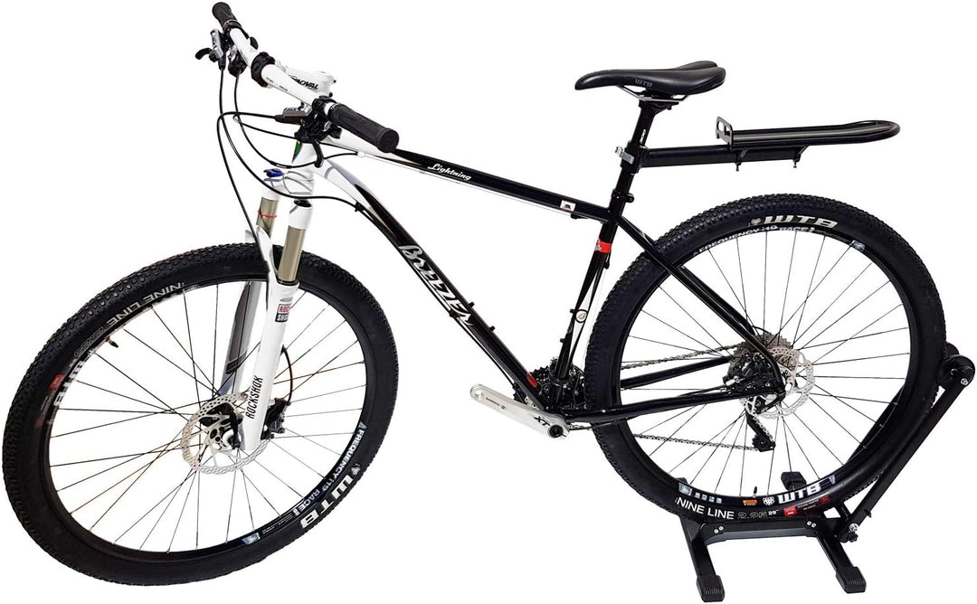 WELLGRO Fahrradständer - für Vorderrad oder Hinterrad, Stahl, schwarz, platzsparend zusammenklappbar