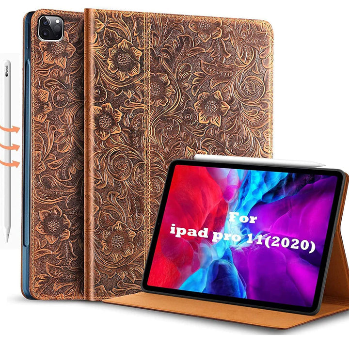 Gexmil Hülle für iPad Pro 11 Zoll 4./3./2./1. Generation 2022/2021/2020/2018 Echt Leder Hülle Anti-F