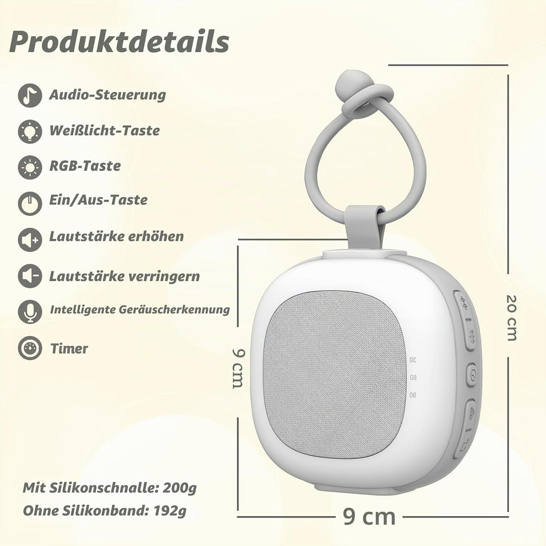 Tragbare White-Noise-Machine mit Nachtlicht Weisses Rauschgerät mit 32 High-Fidelity-Soundtracks, 7