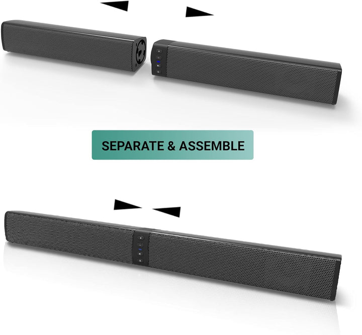 XORO 2in1-Bluetooth-Soundbar HSB 55 mit 4x5 Watt Leistung, kompaktes Design, als Separate Stereo-Lau