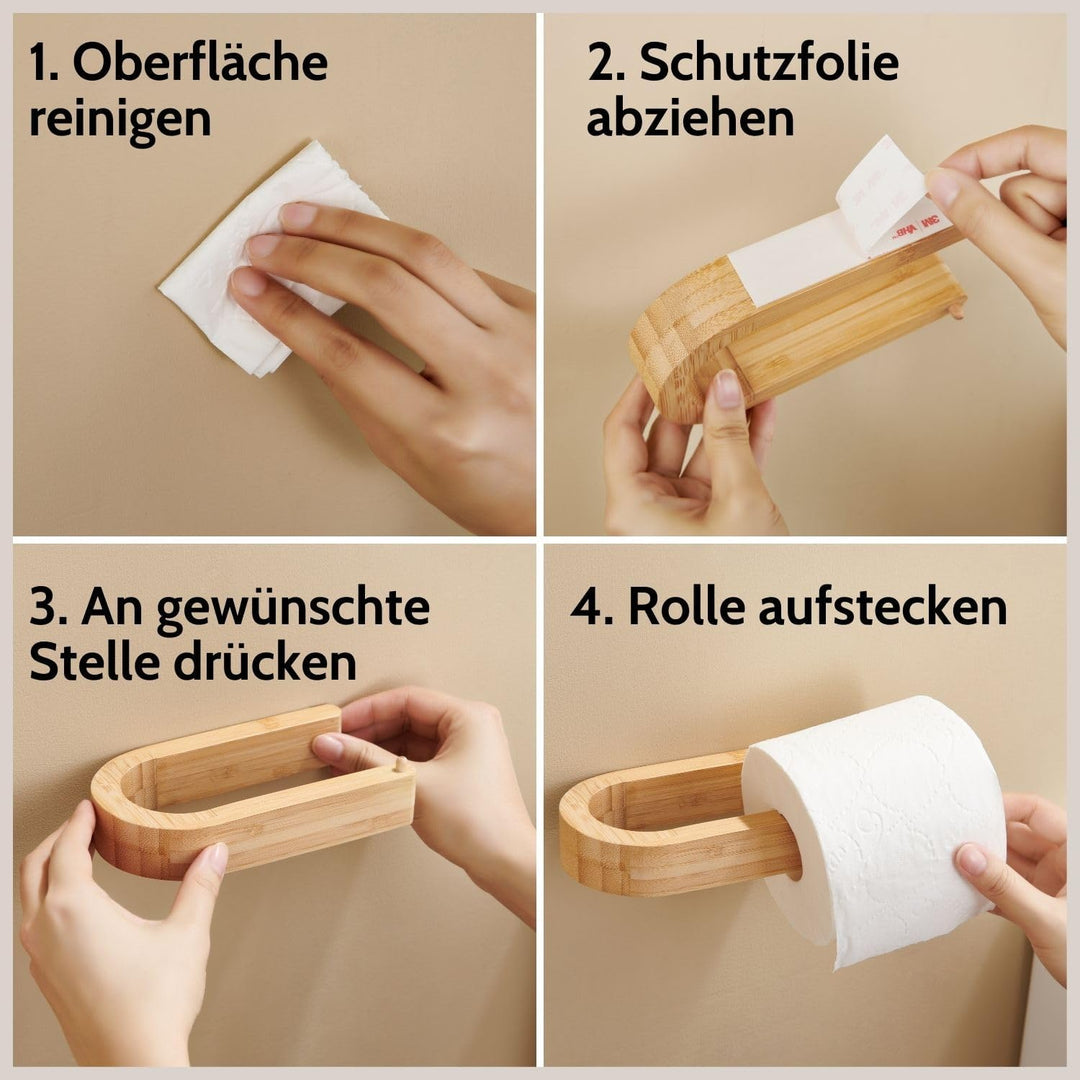 DEKAZIA® Toilettenpapierhalter Bambus | Toilettenpapierhalter Holz | Klopapierhalter Bambus | Klorol