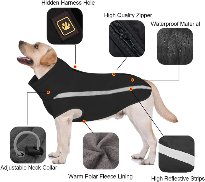FEimaX Hundemantel Hundejacke wasserdichte Reflektierende Wintermantel mit Fleece Gefüttert Hund Wel