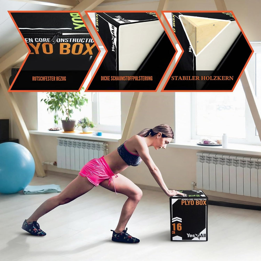 Yes4All 3 in 1 Soft Plyo Box mit Holzkern, Sprungbox, Plyometric Box Plattform für Sprungtraining, H