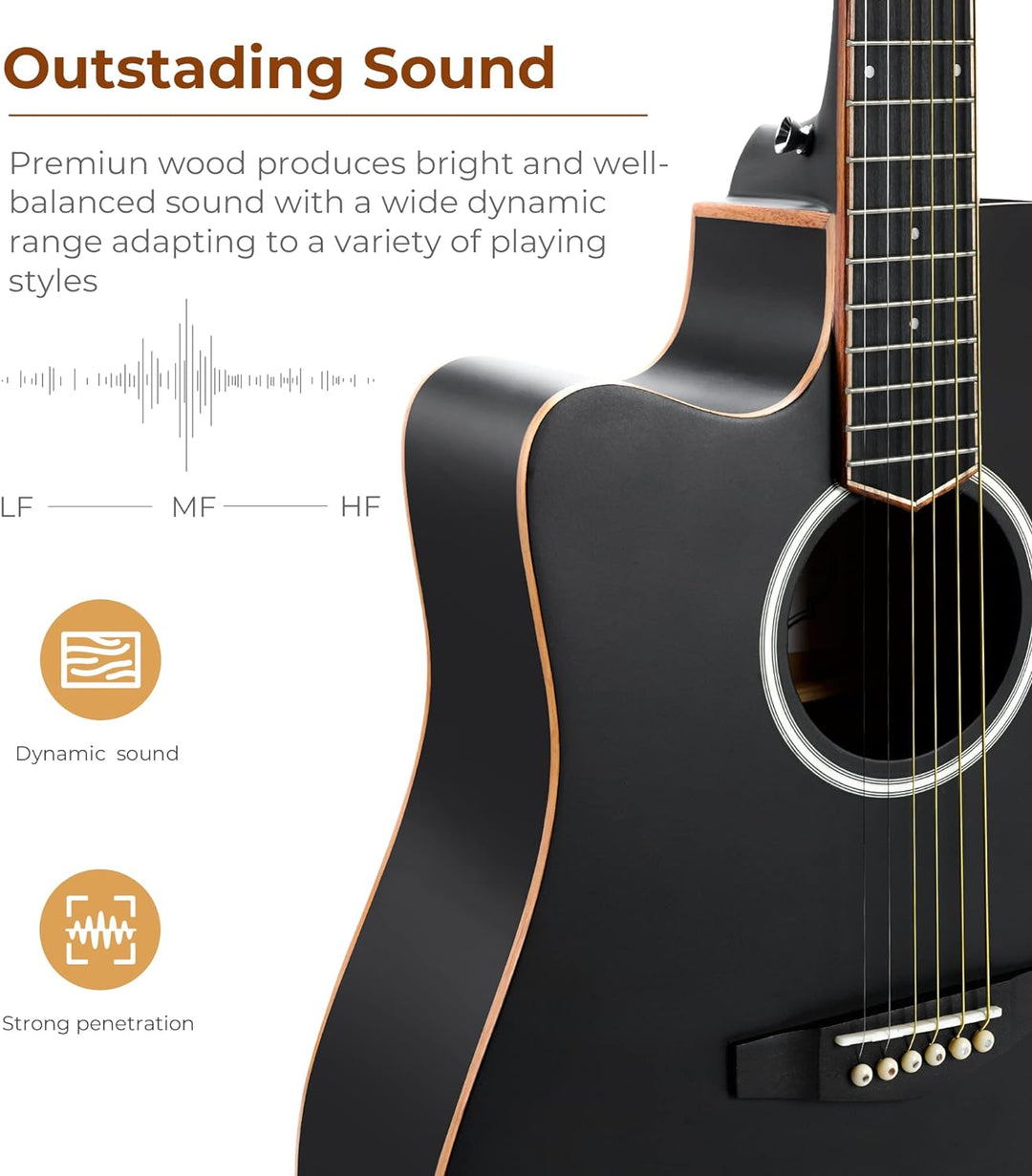 Vangoa 4/4 Linkshändig Gitarre Elektro Akustische Westerngitarre für Linkshänder mit 4-Band-Equalize