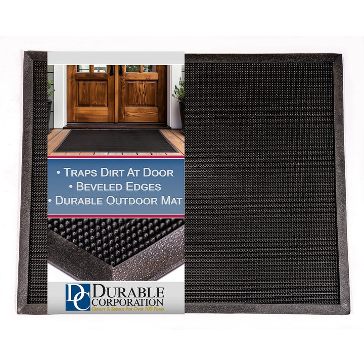 Durable Fussmatte, strapazierfähig, Gummi, Fingerspitze, für den Aussenbereich, 32" x 39", Schwarz,