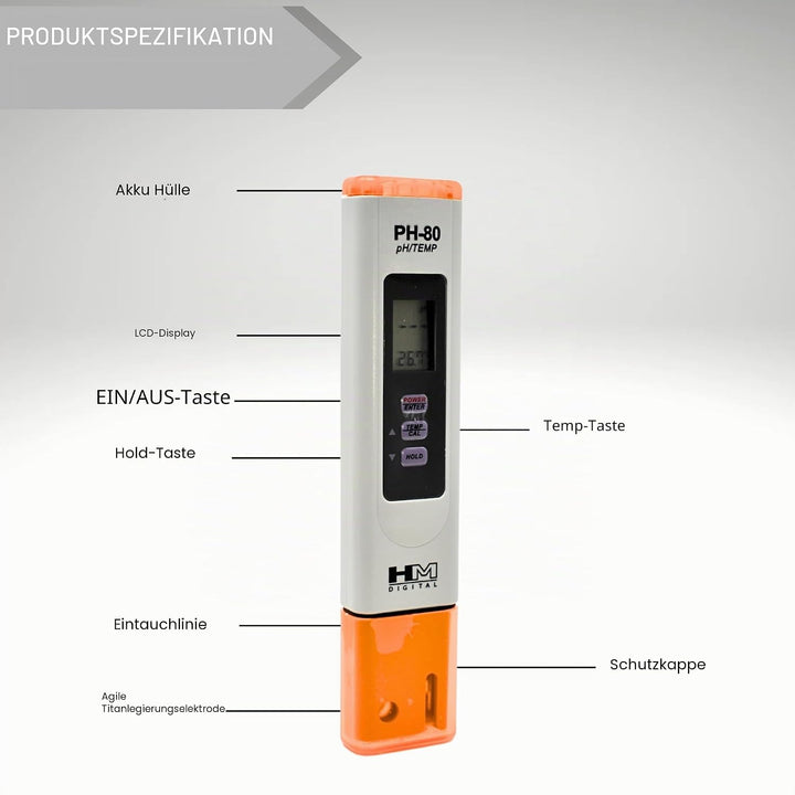 HM Digital PH-80 digitaler pH-Messer/Temperaturmesser