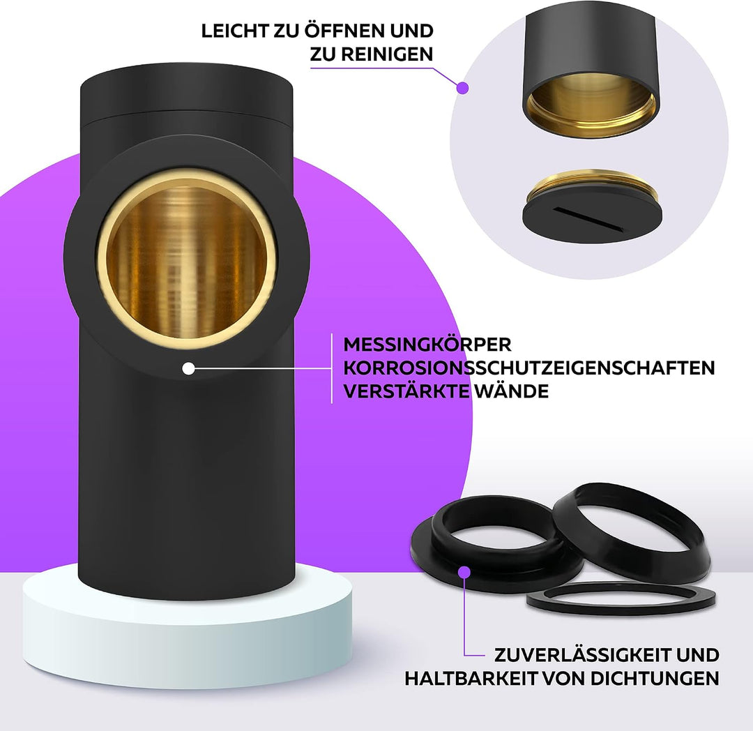 M. ROSENFELD HOME Design Siphon Waschbecken – Universeller Röhrensiphon 1 1/4" für Waschtisch, Geruc