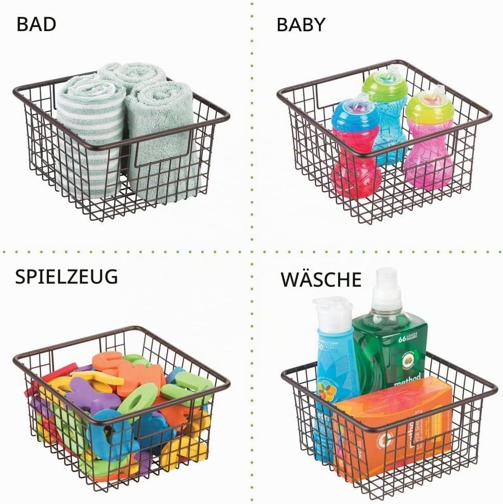 mDesign Farmhouse Decor Metalldraht Lebensmittelaufbewahrung Organizer Mülleimer Korb mit Griffen fü