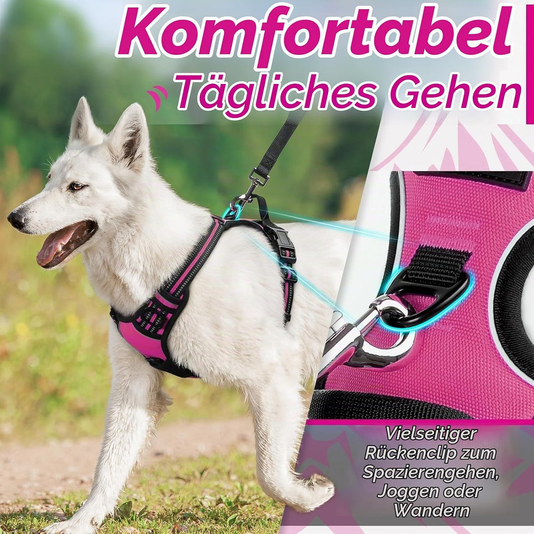 Eagloo Hundegeschirr Kleine Hunde, Anti Zug Hundegeschirr mit Reflexstreifen und Kontrolle, Verstell