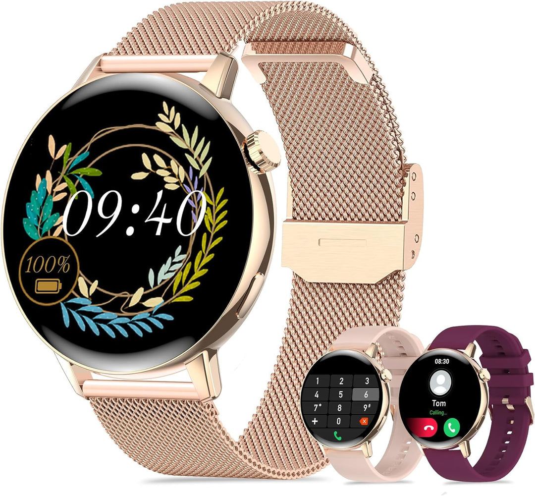 Iaret Smartwatch Damen mit Telefonfunktion, 1,32 Zoll HD Touchscreen Fitnessuhr mit Menstruationszyk