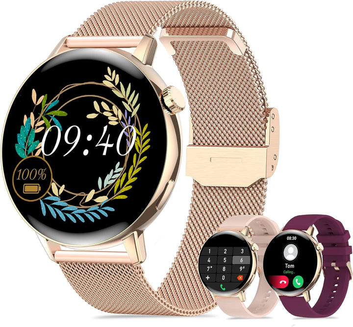 Iaret Smartwatch Damen mit Telefonfunktion, 1,32 Zoll HD Touchscreen Fitnessuhr mit Menstruationszyk