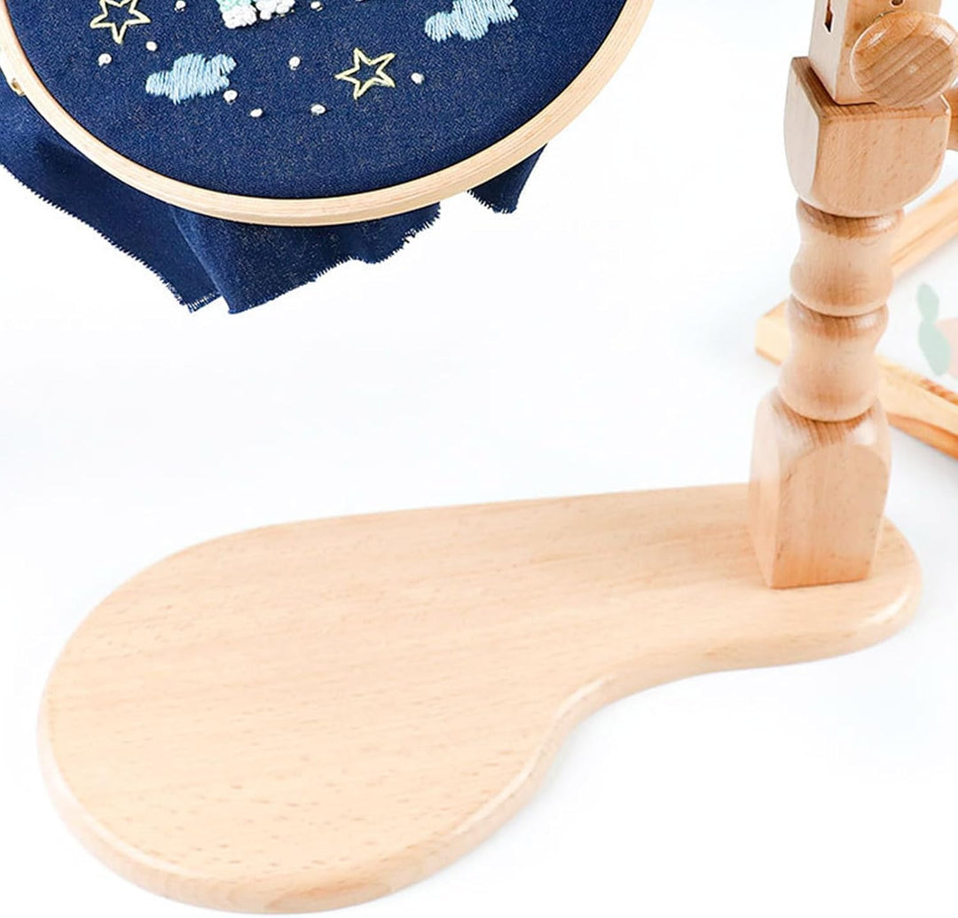 RoseFlower Kreuzstich Ständer Stickrahmen Holz Drehbarer Stickständer für Tisch Embroidery Hoop Stan