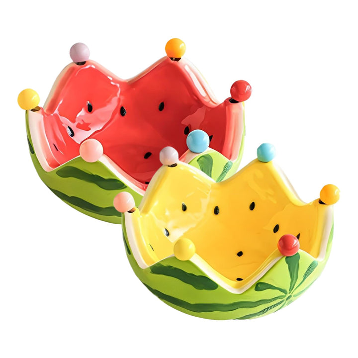 Wassermelon -Obstschale, Wassermelone Rot & grüner Keramik -Tauchschalen, dekorative Obstschale mit