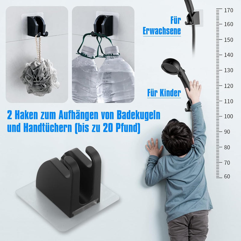 JONKEAN Duschbrause Halterung, Verstellbarer Handbrause Halterung Ohne Bohren, Stark Haftender Dusch