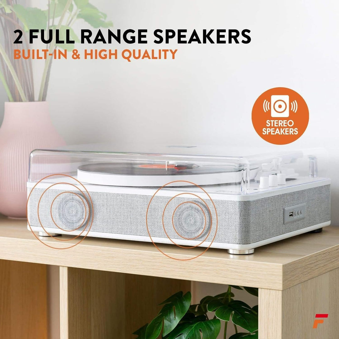 Fenton RP162W Schallplattenspieler Bluetooth Plattenspieler mit Lautsprecher, Pitch Control, MP3, RC