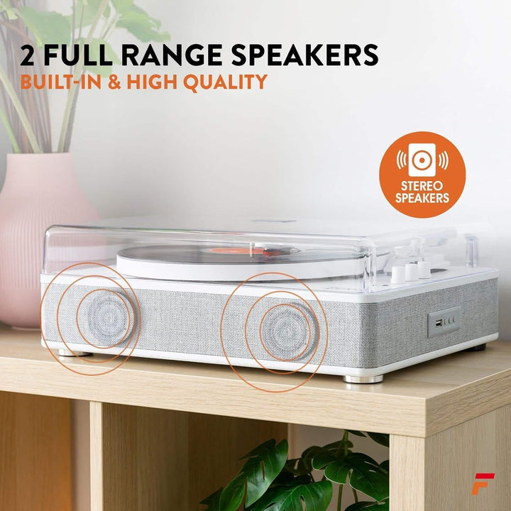 Fenton RP162W Schallplattenspieler Bluetooth Plattenspieler mit Lautsprecher, Pitch Control, MP3, RC