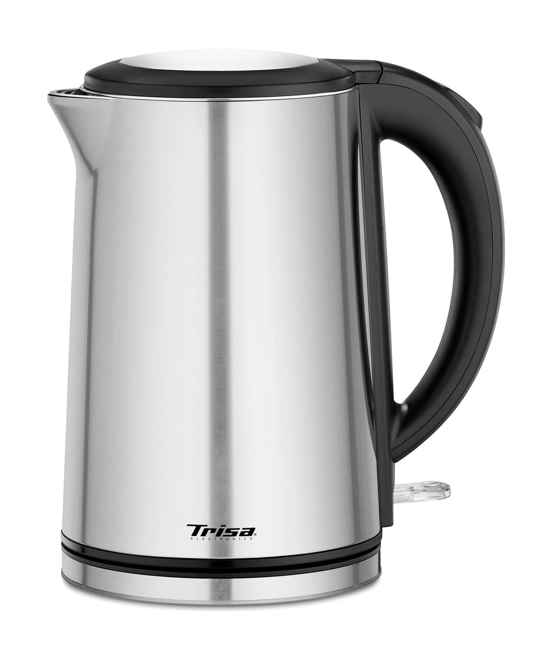 Trisa Wasserkocher Edelstahl 1,5L Silber, Doppelwandig und Cool-Touch,Strix, Silber