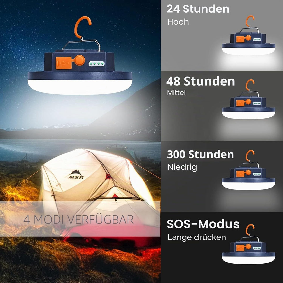 Campinglampe LED Camping Laterne mit 5600mAh Aufladbar Eingebauter Starker Magnet & Stufenlos Dimmba
