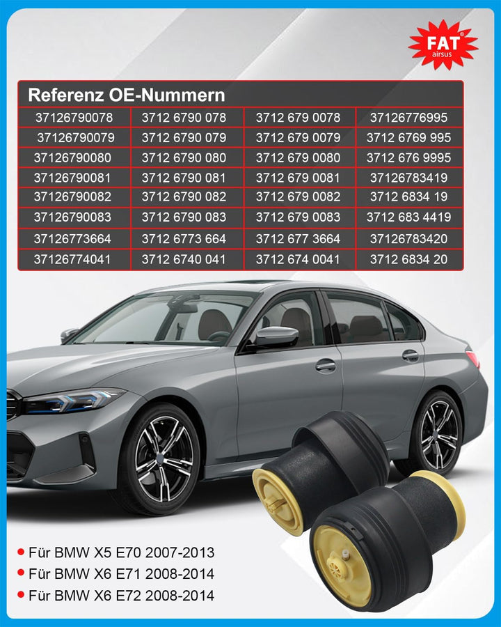 AIRSUSFAT Paar Luftfedersack hinten Luftfederung Reparatursack passend für BMW X5 E70 X6 E71 E72 200