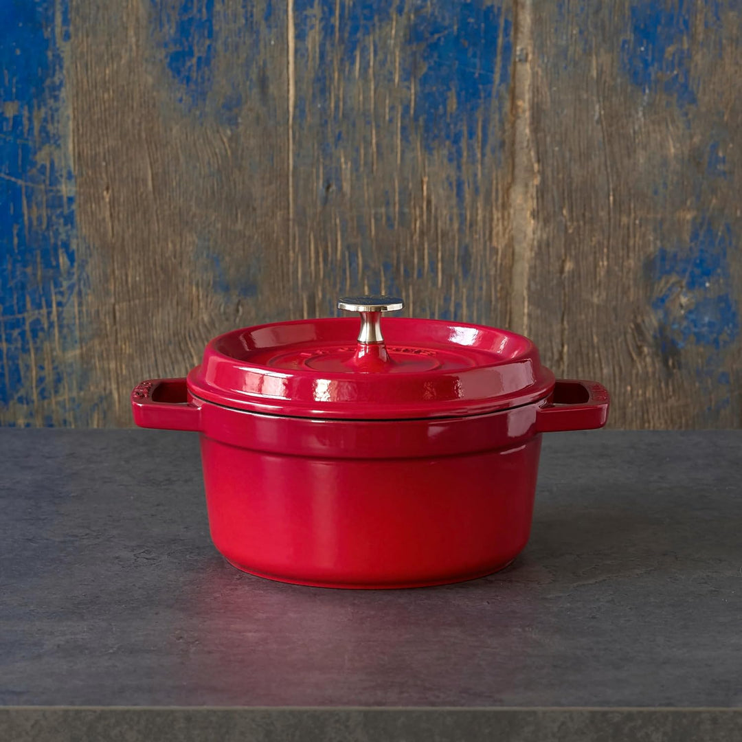 STAUB Gusseisen Bräter/Cocotte, Rund 30 cm, 8,35 L, Aromaregen Funktion, Für alle Herdarten geeignet