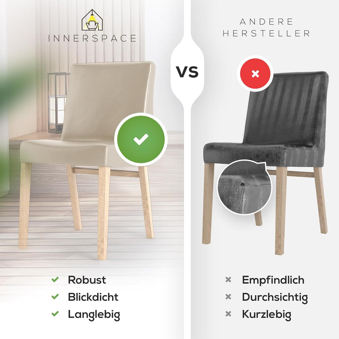 Innerspace Stuhlhussen 4er Set in Beige | Blickdichte, Wasserabweisende, Elastische Stuhlbezüge für