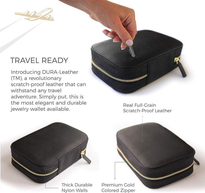 CASE ELEGANCE Duży organizer podróżny ze skórzaną skórą Full-Grain Scratch-Proof Leather (czarny) Sc