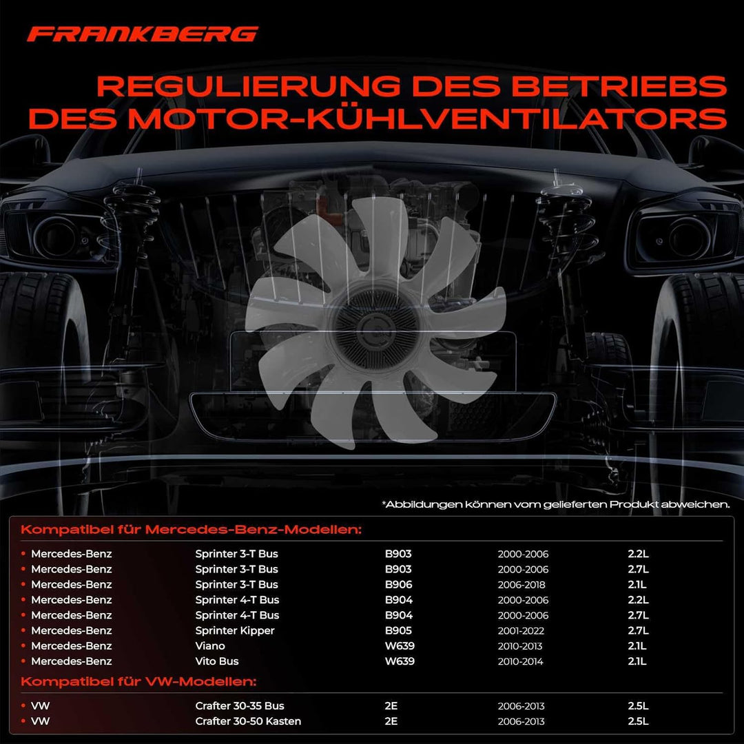 Frankberg Viscokupplung Kühlerlüfter für Sprinter 2-T 901 902 3,5-T 903 906 4-T 904 4,6-T 5-T 906 Ki