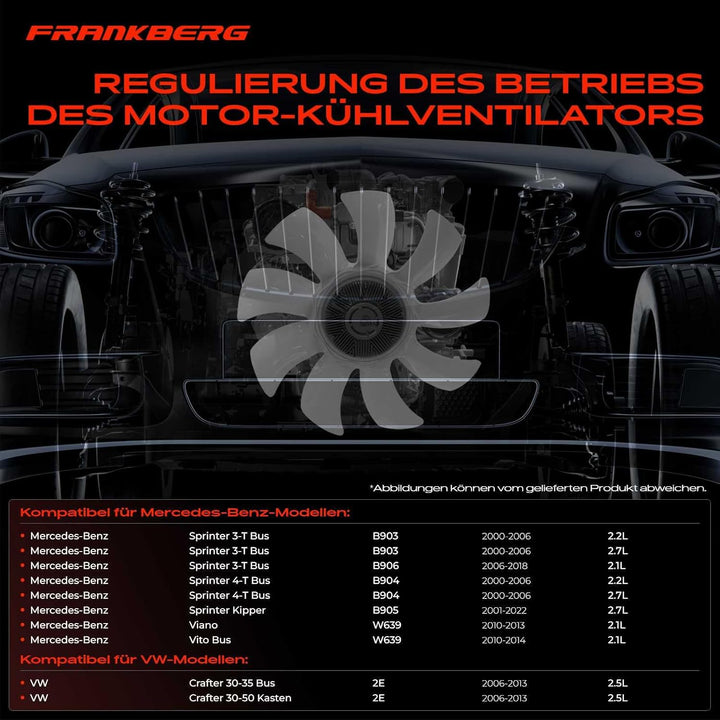 Frankberg Viscokupplung Kühlerlüfter für Sprinter 2-T 901 902 3,5-T 903 906 4-T 904 4,6-T 5-T 906 Ki