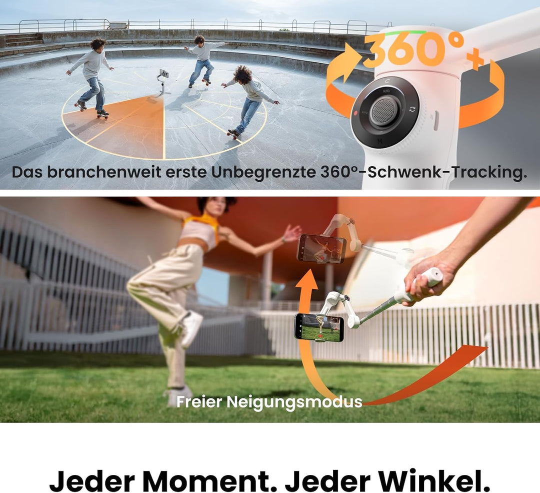 Insta360 Flow 2 Pro Creator Bundle Grau - Faltbarer AI Gimbal, Apple DockKit, 360º-Pan-Tracking, fre