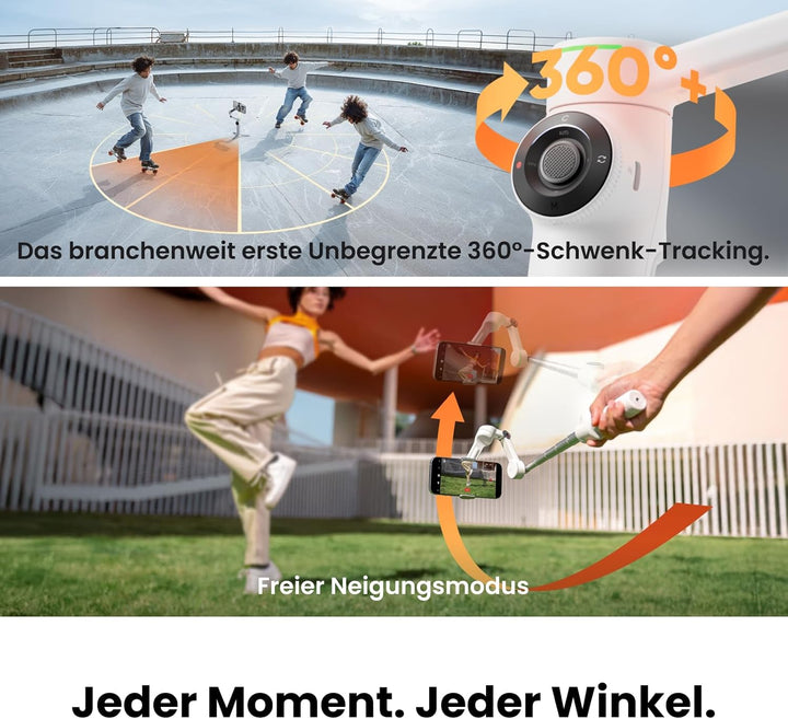 Insta360 Flow 2 Pro Creator-Bundle Weiss – Erster KI-Smartphone-Gimbal mit Apple DockKit, innovative