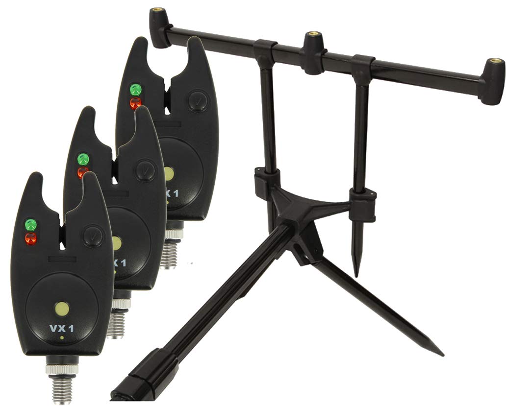 G8DS® Set Rod Pod Rutenhalter + Tragetasche inklusive 3 Bissanzeiger mit Lautstärkeregler für + LED