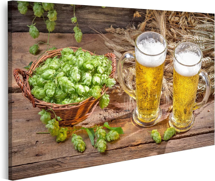 islandburner Bild auf Leinwand Gezapftes Bier Mit Hopfen Im Korb Bilder Wandbilder Poster Leinwand 8