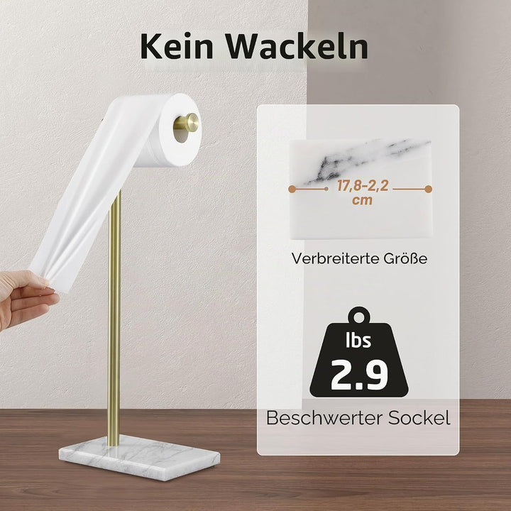 KES Toilettenpapierhalter Stehend Klopapierhalter Edelstahl Klorollenhalter mit Marmor Basis Toilett