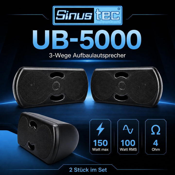 Sinustec UB-5000 Gehäuse 3-Wege Aufbaulautsprecher