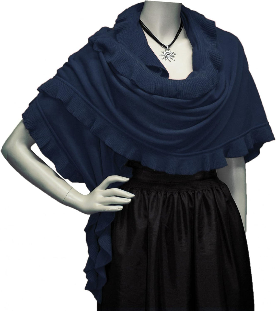 Poncho Cape Trachtentuch Umhang Stola Schultertuch Trachten-Tuch Damen Strickponcho Tracht Strick Tr